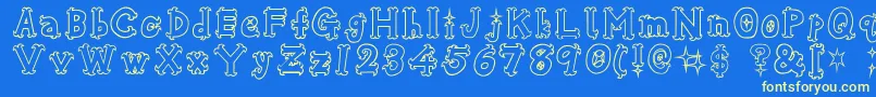 フォントOshareHonenuki – 黄色の文字、青い背景