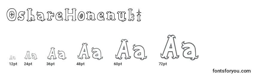 Размеры шрифта OshareHonenuki