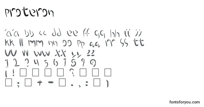 Schriftart Proteron – Alphabet, Zahlen, spezielle Symbole