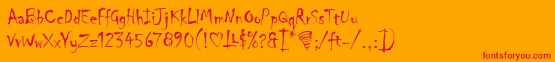 ChillerLet-Schriftart – Rote Schriften auf orangefarbenem Hintergrund
