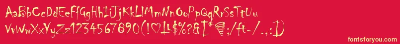 ChillerLet-Schriftart – Gelbe Schriften auf rotem Hintergrund