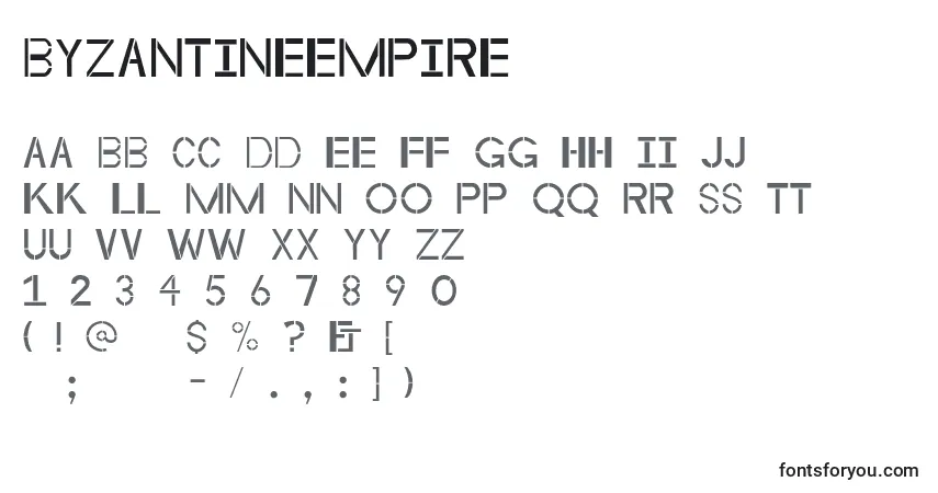 A fonte Byzantineempire (105882) – alfabeto, números, caracteres especiais