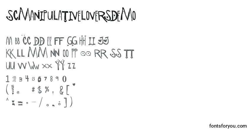 Шрифт ScManipulativeLoversDemo (105883) – алфавит, цифры, специальные символы