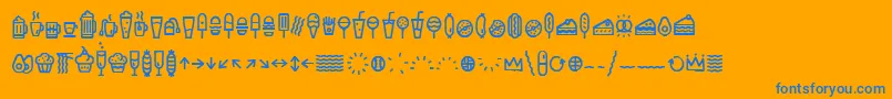 EscalopeCrustOneIcons-Schriftart – Blaue Schriften auf orangefarbenem Hintergrund