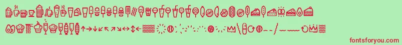 EscalopeCrustOneIcons-Schriftart – Rote Schriften auf grünem Hintergrund