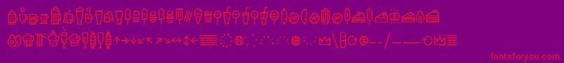 EscalopeCrustOneIcons-Schriftart – Rote Schriften auf violettem Hintergrund