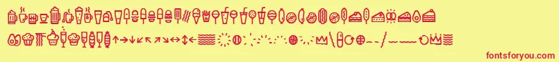 EscalopeCrustOneIcons Font – Red Fonts on Yellow Background