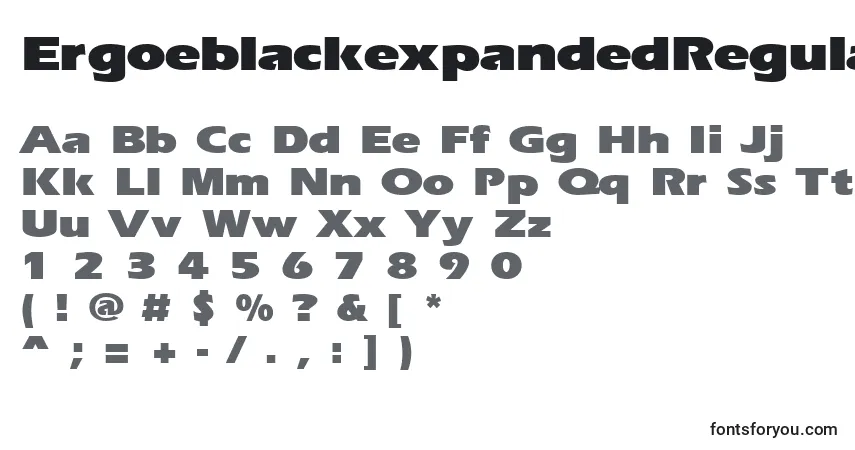 A fonte ErgoeblackexpandedRegular – alfabeto, números, caracteres especiais