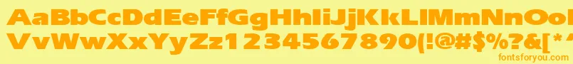 ErgoeblackexpandedRegular-Schriftart – Orangefarbene Schriften auf gelbem Hintergrund