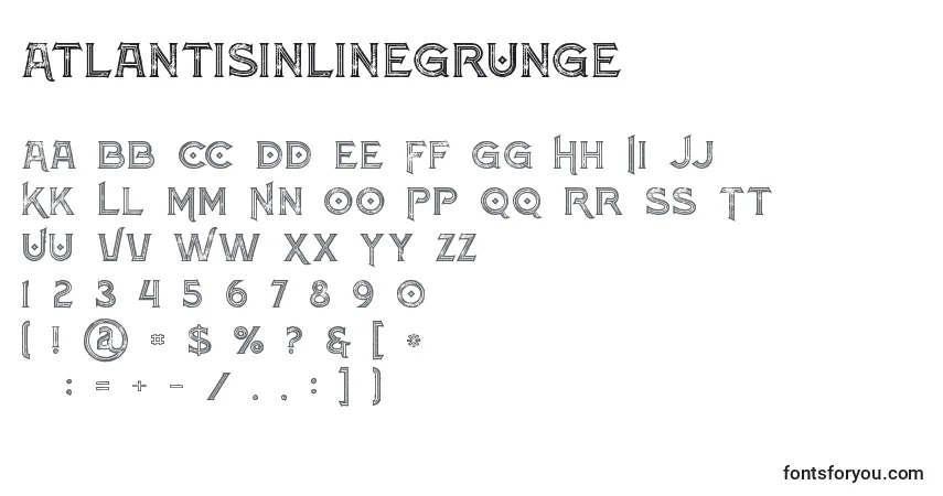 Шрифт Atlantisinlinegrunge (105886) – алфавит, цифры, специальные символы
