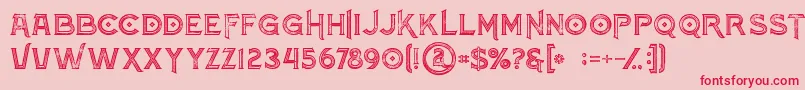 フォントAtlantisinlinegrunge – ピンクの背景に赤い文字
