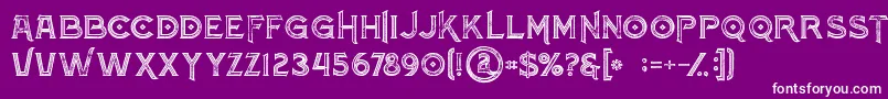 Weitere Informationen zur Atlantisinlinegrunge-Schriftart Atlantisinlinegrunge-Schriftart – Weiße Schriften auf violettem Hintergrund