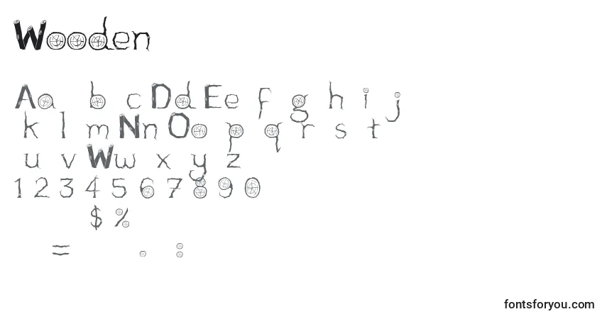 A fonte Wooden – alfabeto, números, caracteres especiais