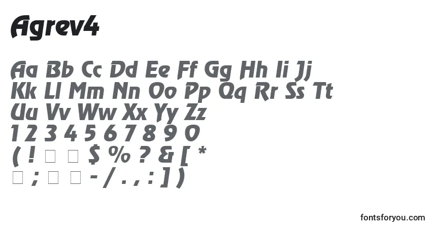 Czcionka Agrev4 – alfabet, cyfry, specjalne znaki