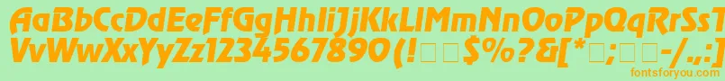 フォントAgrev4 – オレンジの文字が緑の背景にあります。
