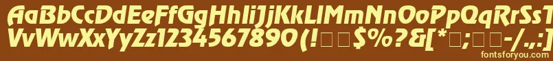 Agrev4-fontti – keltaiset fontit ruskealla taustalla