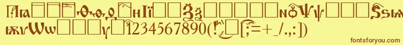 ChurchNewAi-fontti – ruskeat fontit keltaisella taustalla