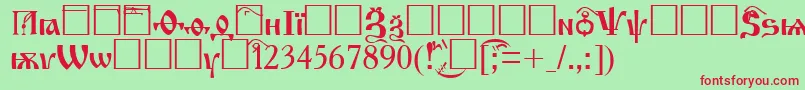ChurchNewAi-Schriftart – Rote Schriften auf grünem Hintergrund