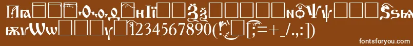 ChurchNewAi-fontti – valkoiset fontit ruskealla taustalla