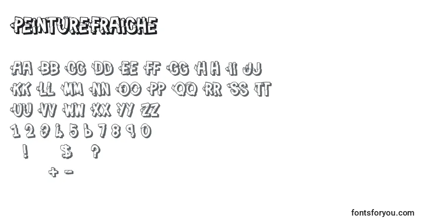 Czcionka PeintureFraiche – alfabet, cyfry, specjalne znaki