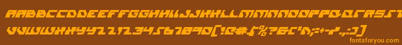 フォントDaedalusCondensedItalic – オレンジ色の文字が茶色の背景にあります。