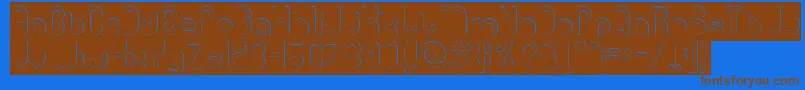 Weitere Informationen zur GitchgitchHollowInverse-Schriftart GitchgitchHollowInverse-Schriftart – Braune Schriften auf blauem Hintergrund