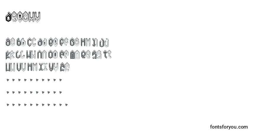 Шрифт Dreamy – алфавит, цифры, специальные символы