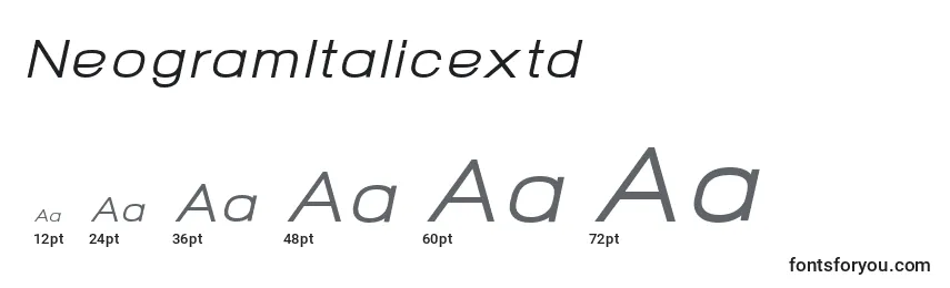 Размеры шрифта NeogramItalicextd