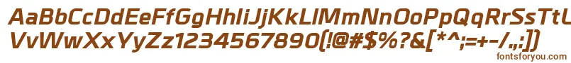 フォントMetrikExtrabolditalic – 白い背景に茶色のフォント