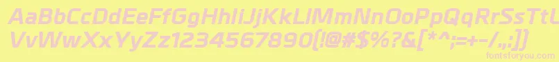 MetrikExtrabolditalic-fontti – vaaleanpunaiset fontit keltaisella taustalla