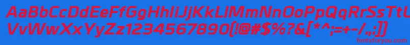 フォントMetrikExtrabolditalic – 赤い文字の青い背景