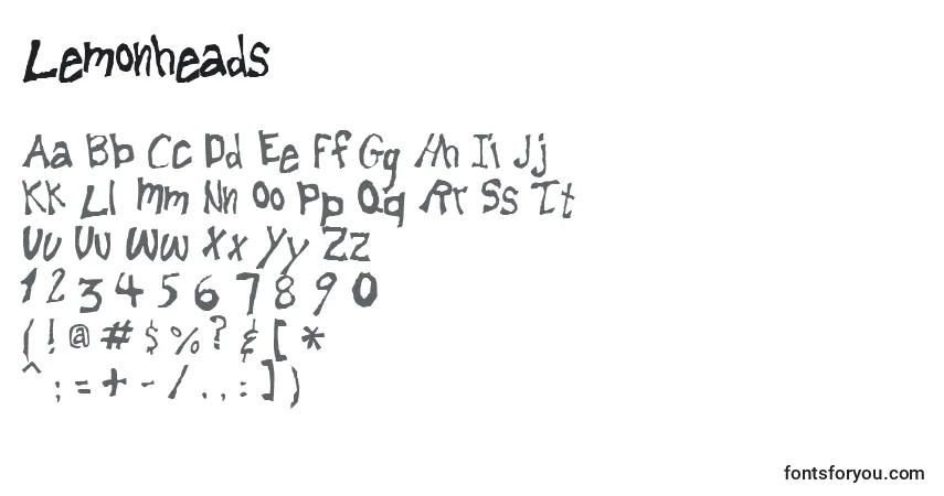 A fonte Lemonheads – alfabeto, números, caracteres especiais