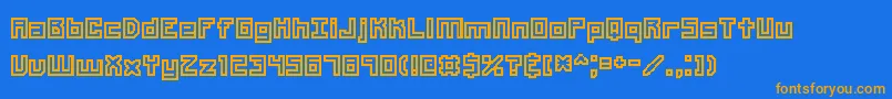 フォントUnlearne – オレンジ色の文字が青い背景にあります。