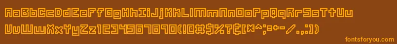 フォントUnlearne – オレンジ色の文字が茶色の背景にあります。
