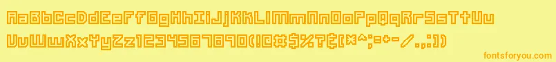 フォントUnlearne – オレンジの文字が黄色の背景にあります。