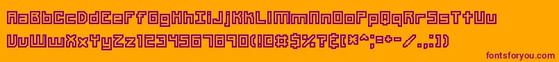 Unlearne-Schriftart – Violette Schriften auf orangefarbenem Hintergrund
