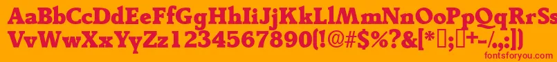Tractodisplayssk-Schriftart – Rote Schriften auf orangefarbenem Hintergrund