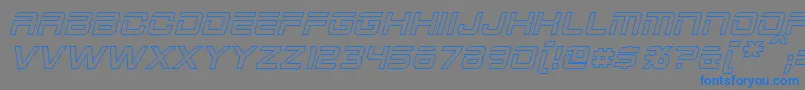フォント2015CruiserHollowItalic – 灰色の背景に青い文字