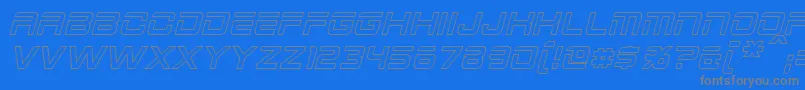 フォント2015CruiserHollowItalic – 青い背景に灰色の文字