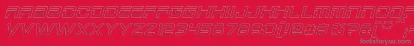 フォント2015CruiserHollowItalic – 赤い背景に灰色の文字