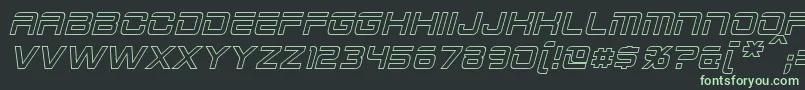 フォント2015CruiserHollowItalic – 黒い背景に緑の文字