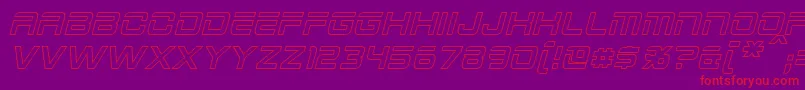 フォント2015CruiserHollowItalic – 紫の背景に赤い文字