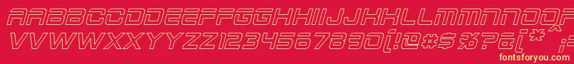 Шрифт 2015CruiserHollowItalic – жёлтые шрифты на красном фоне