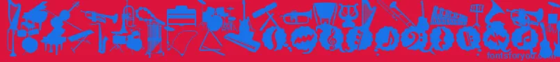 フォントWcMusicaBta – 赤い背景に青い文字