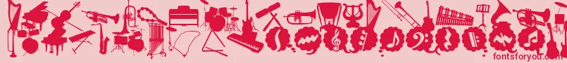 フォントWcMusicaBta – ピンクの背景に赤い文字