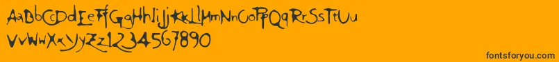 Giovedi-Schriftart – Schwarze Schriften auf orangefarbenem Hintergrund