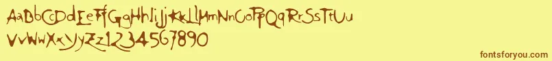 Giovedi-Schriftart – Braune Schriften auf gelbem Hintergrund
