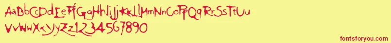 Giovedi-Schriftart – Rote Schriften auf gelbem Hintergrund