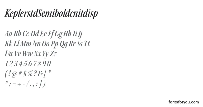 A fonte KeplerstdSemiboldcnitdisp – alfabeto, números, caracteres especiais