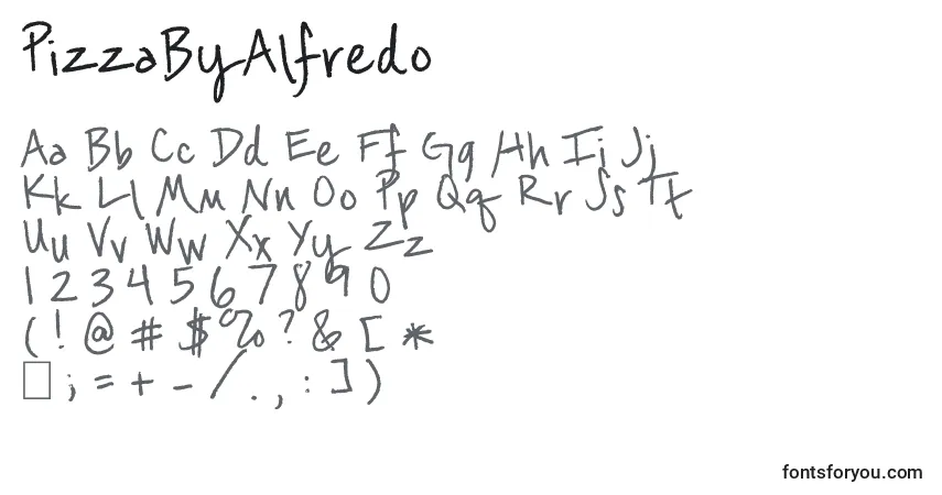Schriftart PizzaByAlfredo – Alphabet, Zahlen, spezielle Symbole